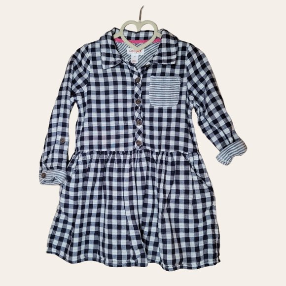 Cat & Jack Buffalo Check Plaid Long Sleeve Flannel Dress Toddler Girl's 3T - Picture 1 of 3
